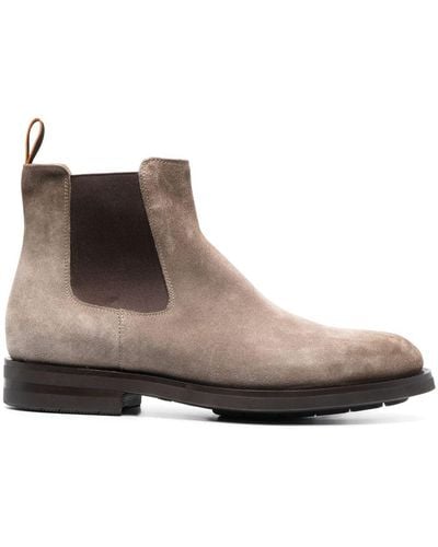 Santoni Round-toe Suede Ankle Boots - Brown
