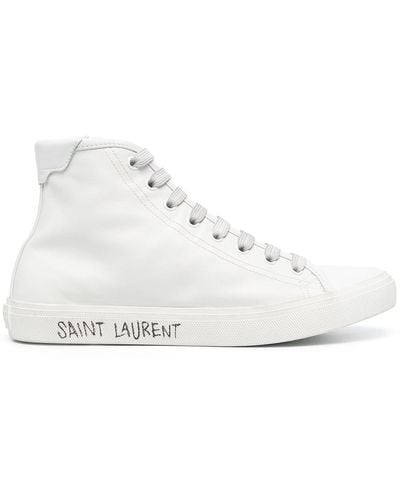 Saint Laurent Zapatillas altas con efecto envejecido - Blanco