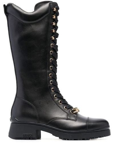 Liu Jo Nancy Lace-up Leather Boots - Black