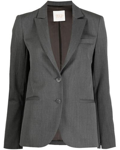Twp Notched-lapels Single-breasted Blazer - Black