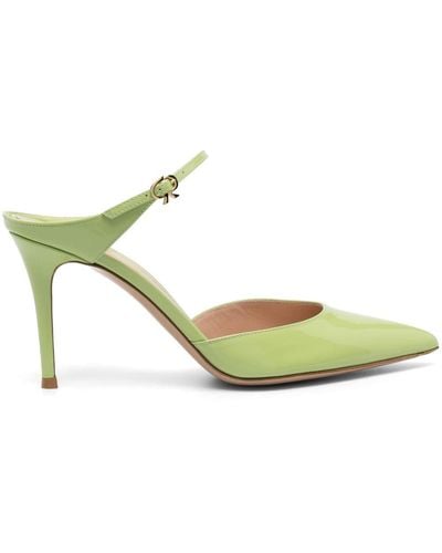 Gianvito Rossi Ribbon 85mm Patent-leather Mules - Green