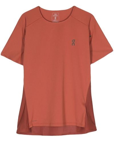 On Shoes Sport-T-Shirt in Colour-Block-Optik - Orange