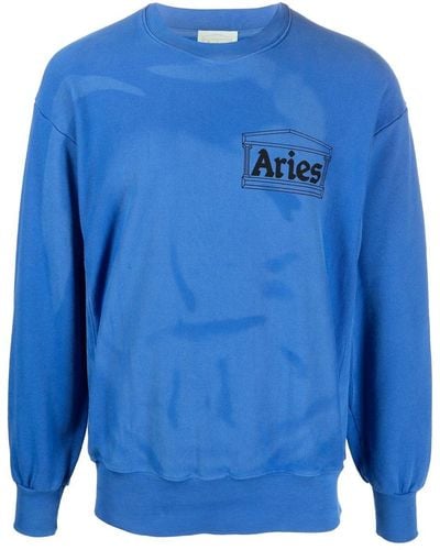 Aries Logo-print Sweatshirt - Blue