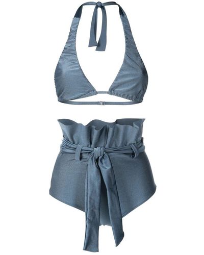 Adriana Degreas Tie-fastening Bikini Set - Blue