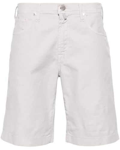 Incotex Short en jean à patch logo - Blanc