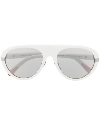 Moncler Sonnenbrille mit rundem Gestell - Weiß