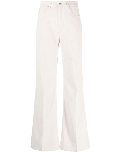 Ami Paris High-waisted Flared Corduroy Cotton Pants - White