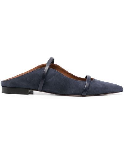 Malone Souliers Maureen Flat Suede Mules - Blue