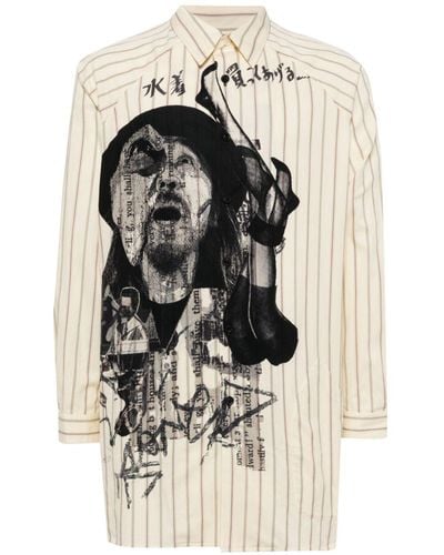 Yohji Yamamoto Camicia M-Dadayohji a righe - Bianco