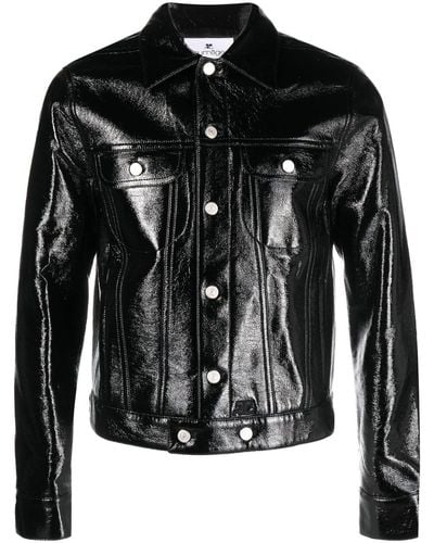 Courreges High-shine Leather Jacket - Black
