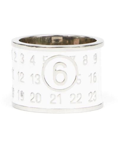 MM6 by Maison Martin Margiela Numeric Minimal Signature Ring - White