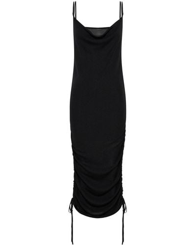 Dion Lee Semi-sheer Gathered Maxi Dress - Black