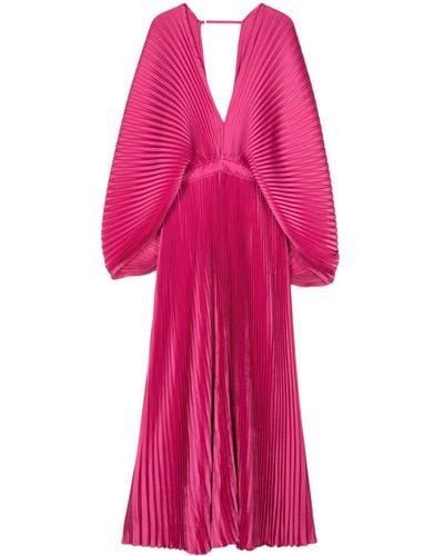 L'idée Open-back Pleated Maxi Dress - Pink