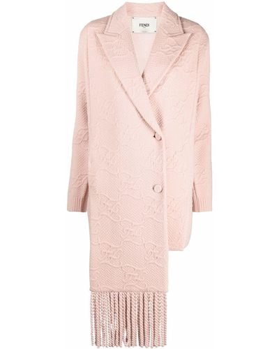 Fendi Ff Karligraphy Motif Double-breasted Coat - Pink