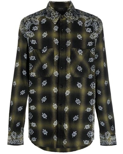 Amiri Bandana-print Checked Shirt - Black