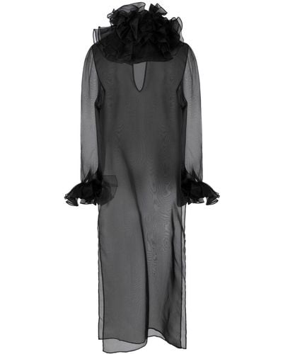 Bode Boo Ruffled Silk-Chiffon Dress - Black
