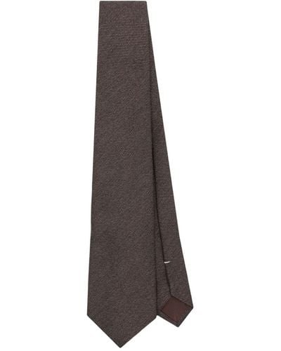 Canali Patterned-jacquard Tie - Brown