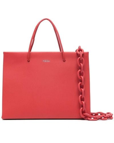 MEDEA Small Leather Tote Bag - Red