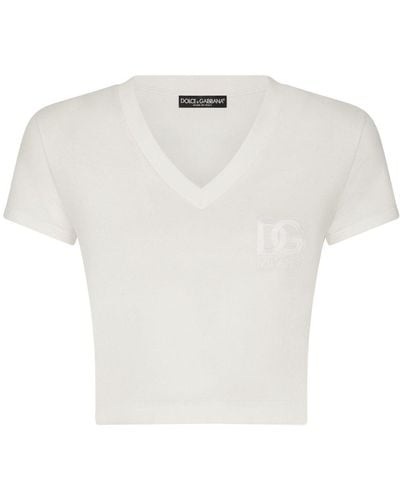 Dolce & Gabbana T-shirt manica corta con logo DG - Bianco
