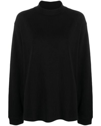 FRAME Duo Fold Cotton Sweater - Black