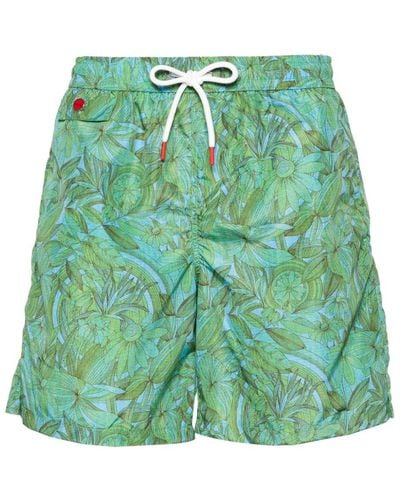 Kiton Logo-embroidered Swim Shorts - Green