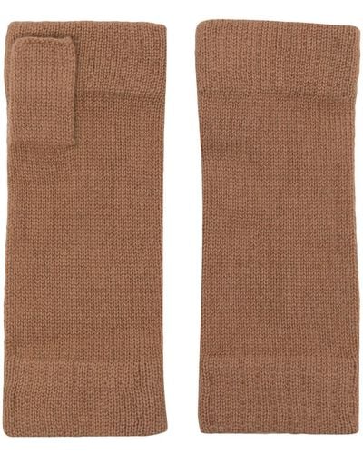 N.Peal Cashmere Ribbed-trim Organic Cashmere Gloves - Brown