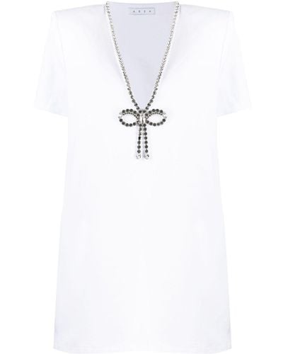 Area Crystal-embellished V-neck Minidress - White