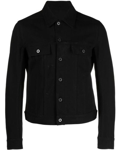 Rick Owens Trucker Cotton Shirt Jacket - Black