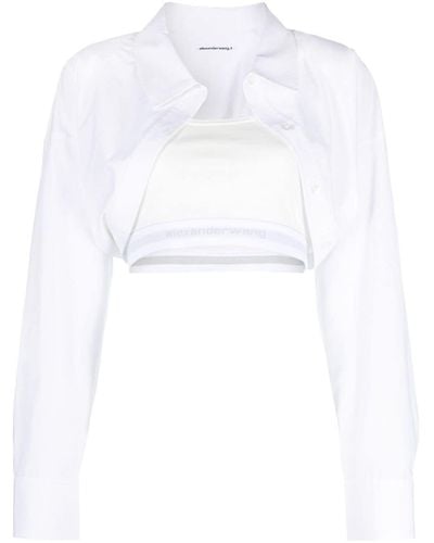 Alexander Wang レイヤード クロップドシャツ - ホワイト