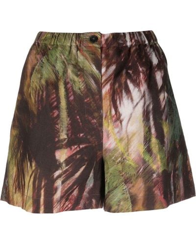 Alanui Shorts mit tropischem Print - Braun