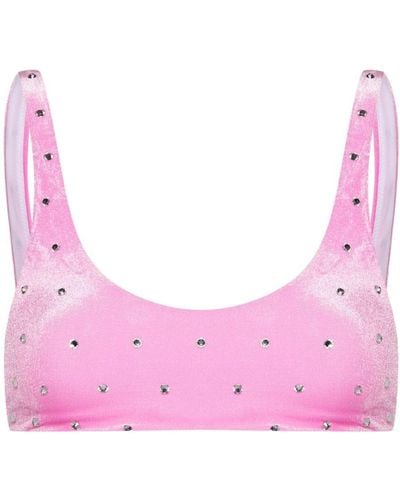 DSquared² Crystal-embellished Velvet Bikini Top - Pink