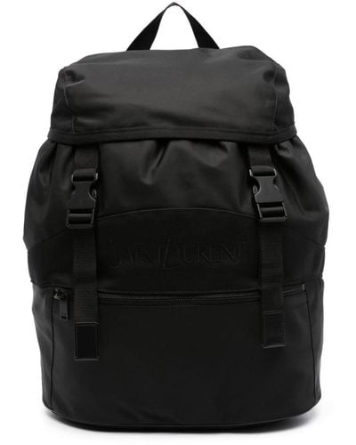Saint Laurent Backpack With Tonal Logo Lettering Embroidery - Black
