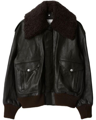 Burberry Shearling-collar Leather Jacket - Black