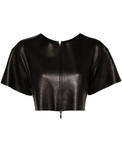 Maticevski Cropped Leather T-shirt - Black