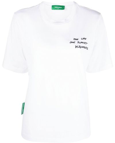 DSquared² Camiseta con eslogan estampado - Blanco