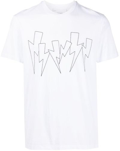 Neil Barrett T-Shirt mit Blitz-Print - Weiß