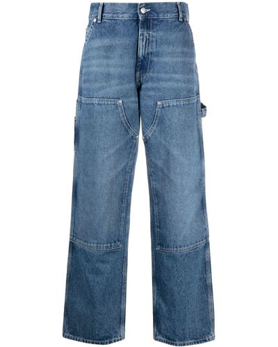 Sandro Panelled Cotton Straight-leg Jeans - Blauw