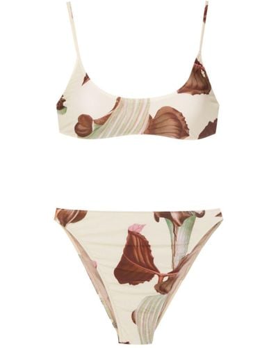 Adriana Degreas Leaf-print Bikini - White