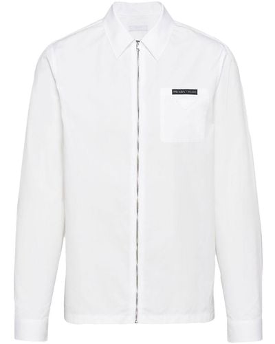 Prada Chemise à patch logo - Blanc