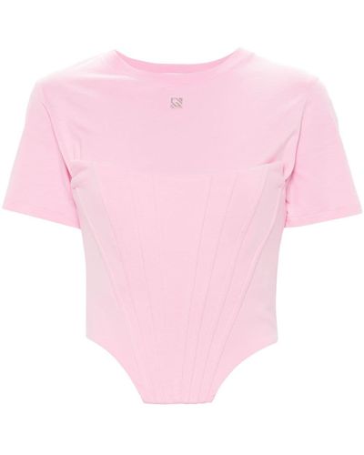 GIUSEPPE DI MORABITO Katoenen T-shirt Met Korset - Roze
