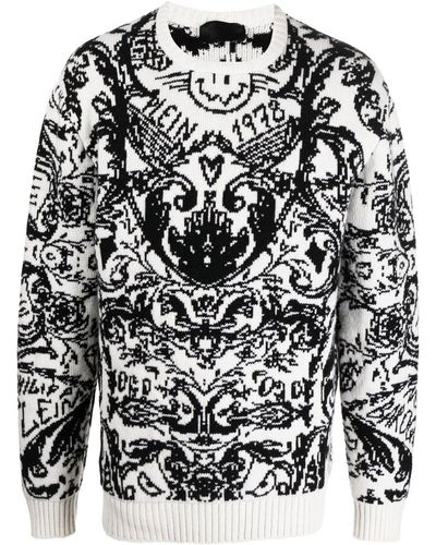 Philipp Plein Intarsia-knit Design Sweater - White