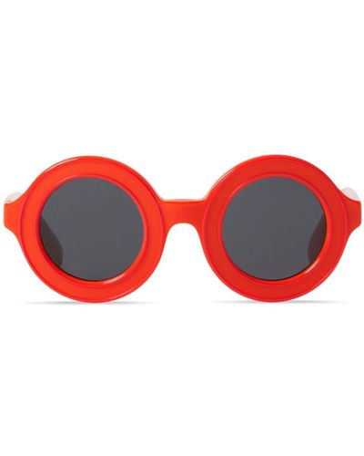 Burberry Logo-print Round-frame Sunglasses - Red