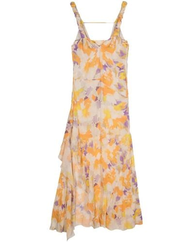 Patrizia Pepe Asymmetrisches Kleid mit Blumen-Print - Mettallic