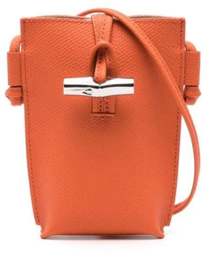 Longchamp Étui pour smartphone Roseau en cuir - Orange