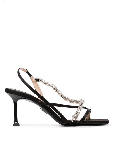 Cesare Paciotti Gemstone-detailed Mid-heel Sandals - Black