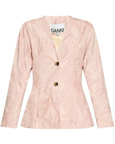 Ganni Textured Cloqué Jacket - Pink