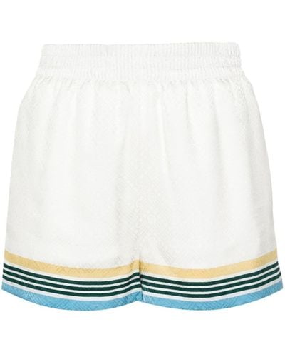 Casablancabrand Monogram-jacquard Silk Shorts - White