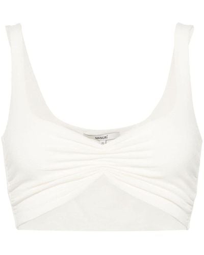 MANURI V-neck Fine-knit Top - White