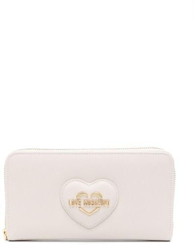 Love Moschino Logo-plaque Zip-up Wallet - Natural