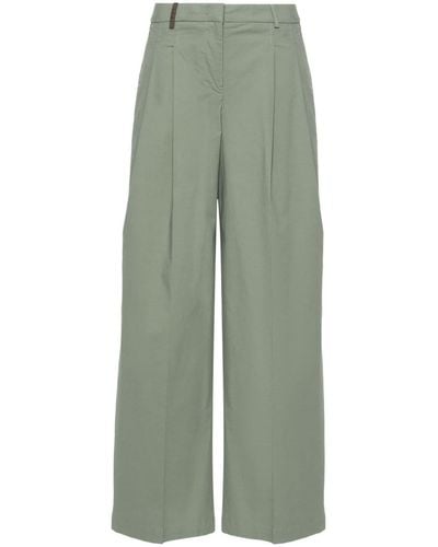 Peserico Wide-leg Cotton Trousers - Green